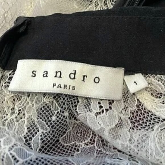 Sandro Paris Tri-Tone Lace Dress Size 1 US S - Picture 9 of 16